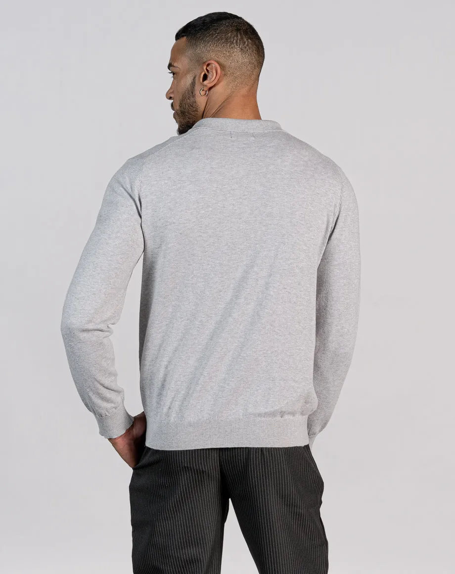 ESSENTIAL ZIP THROUGH KNITTED SHIRT - LIGHT GREY