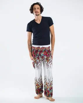 Floral Men's Harem Pants in White