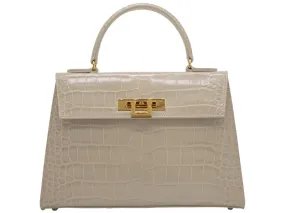 Fonteyn Large Orinoco 'Croc' Print Calf Leather Handbag - Stone