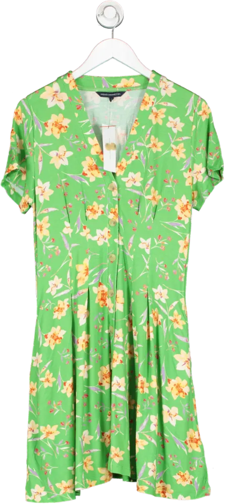 French Connection Green Camille Meadow V Neck Dress BNWT UK S