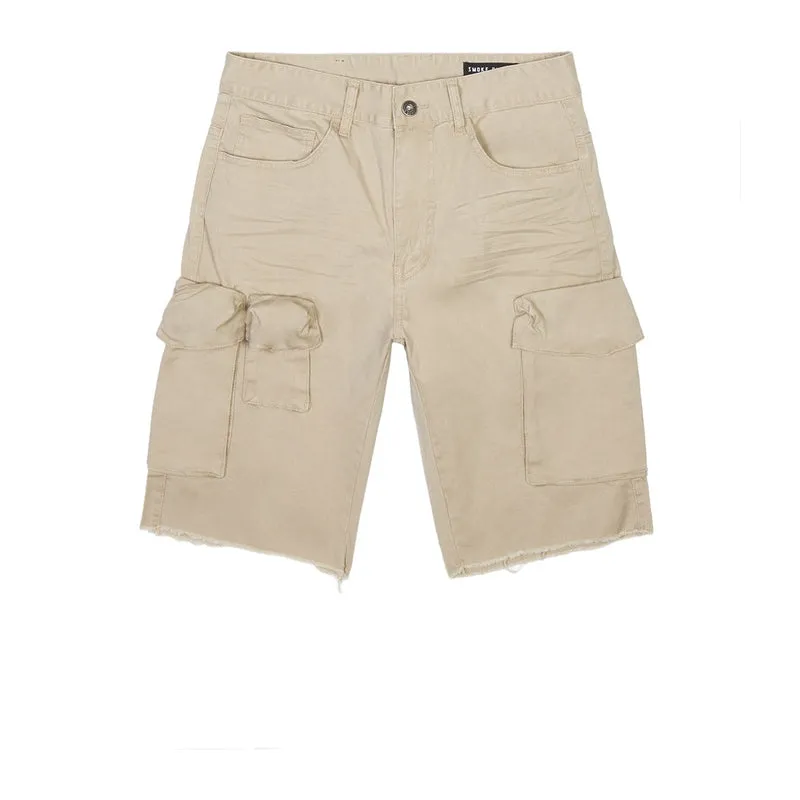 Garment Washed Twill Cargo Shorts - Sand