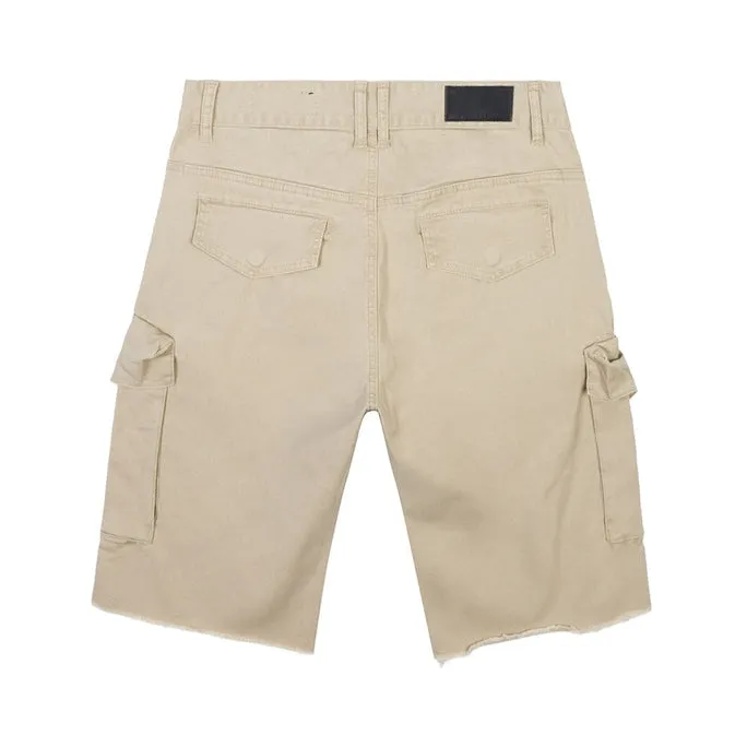 Garment Washed Twill Cargo Shorts - Sand