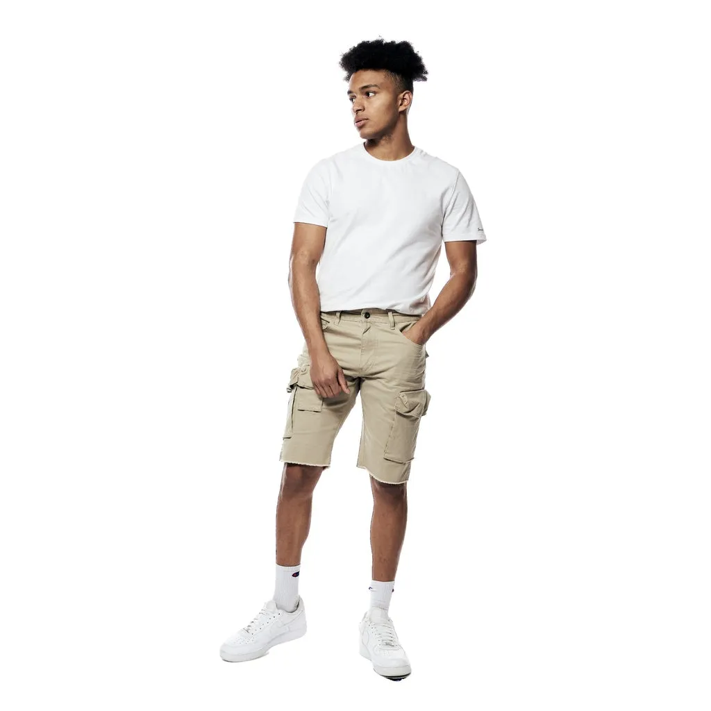 Garment Washed Twill Cargo Shorts - Sand