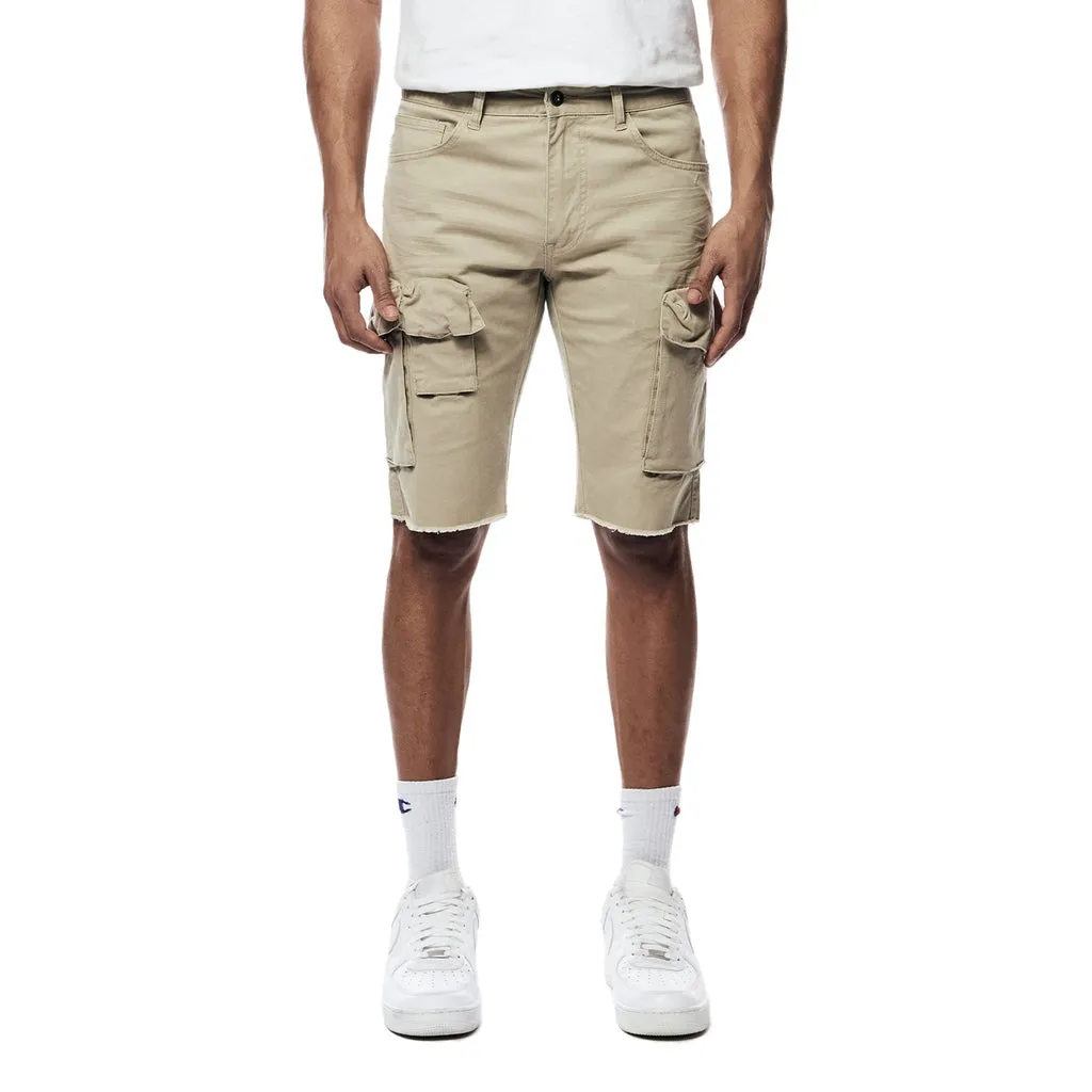 Garment Washed Twill Cargo Shorts - Sand