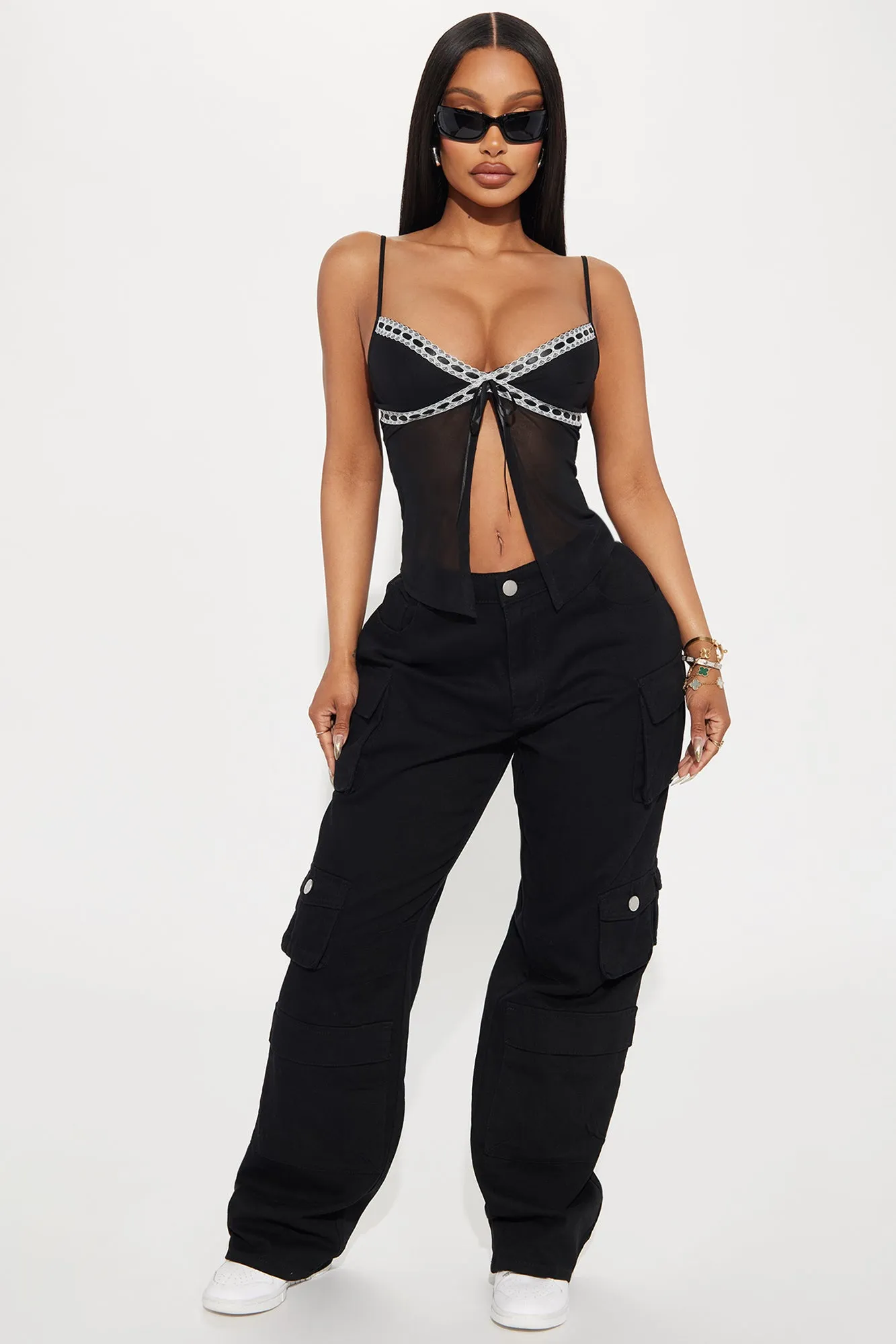 Girl Next Door Mesh Cami - Black