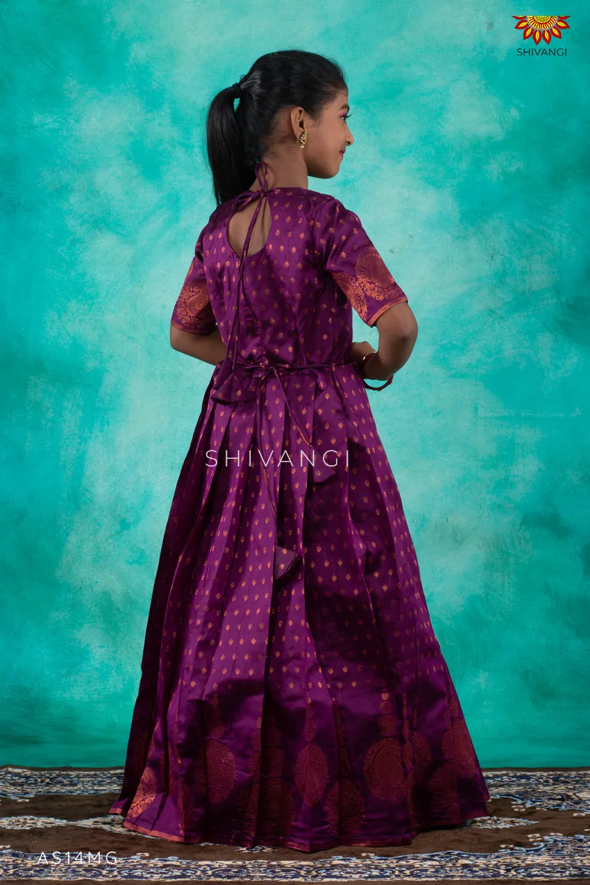 Girls Magenta Mango Droplet Long Gown