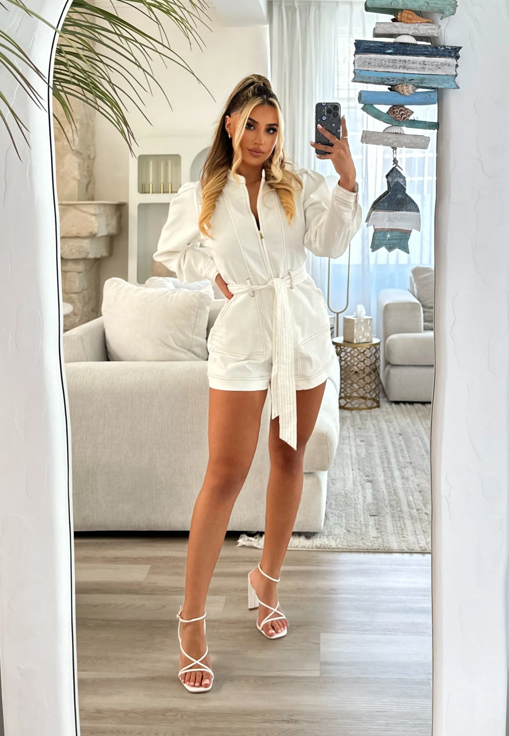 Jacinta L/S Playsuit White