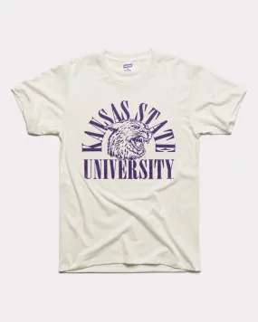 Kansas State Power Cat Arch Vintage White T-Shirt