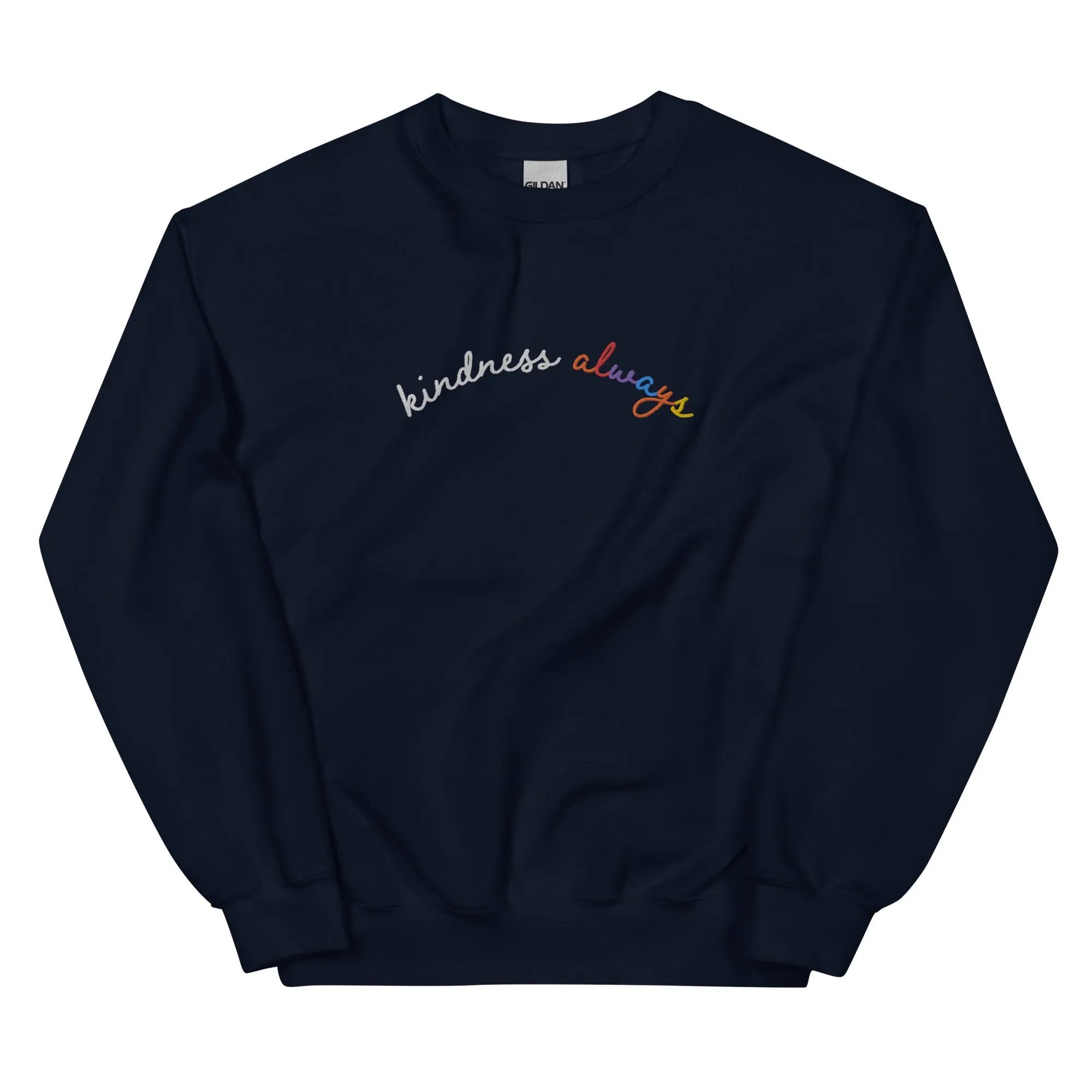 Kindness Always Embroidered Sweatshirt-Navy