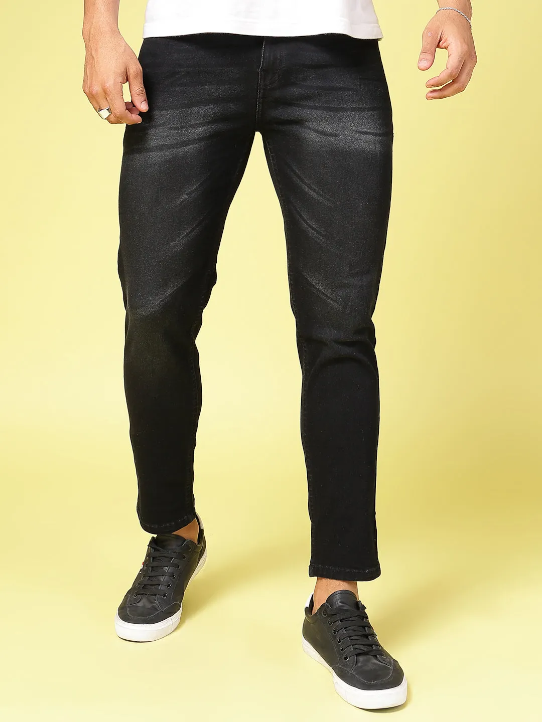 Lightly Faded Tapered Jeans