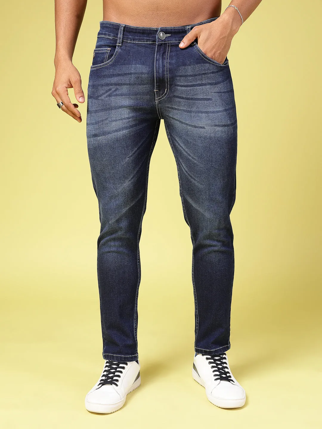 Lightly Faded Tapered Jeans