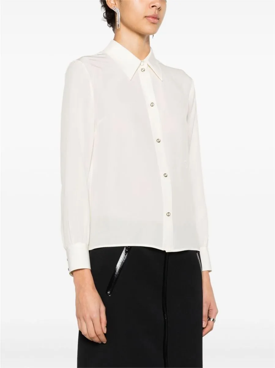 LOGO-EMBROIDERED SILK SHIRT