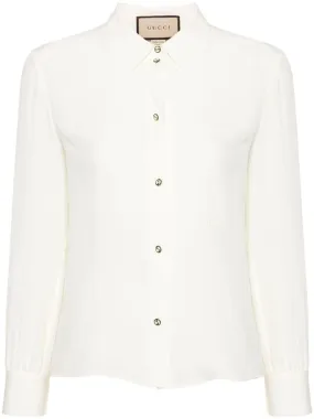 LOGO-EMBROIDERED SILK SHIRT