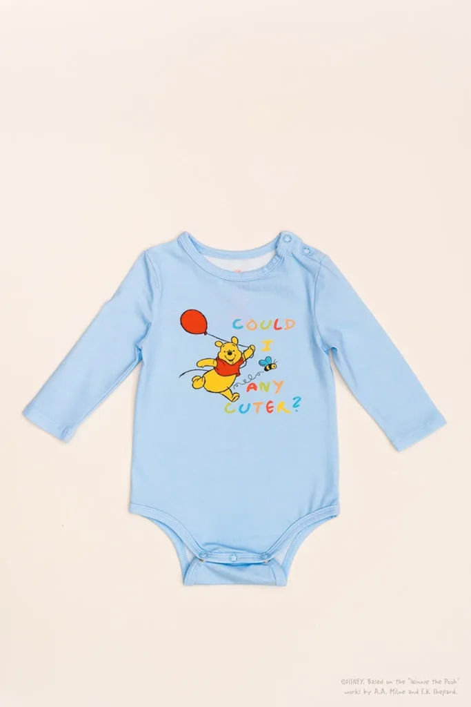 Long-Sleeve Onesie - Blue Busy Bee Pooh