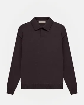 Long Sleeve Polo in Plum