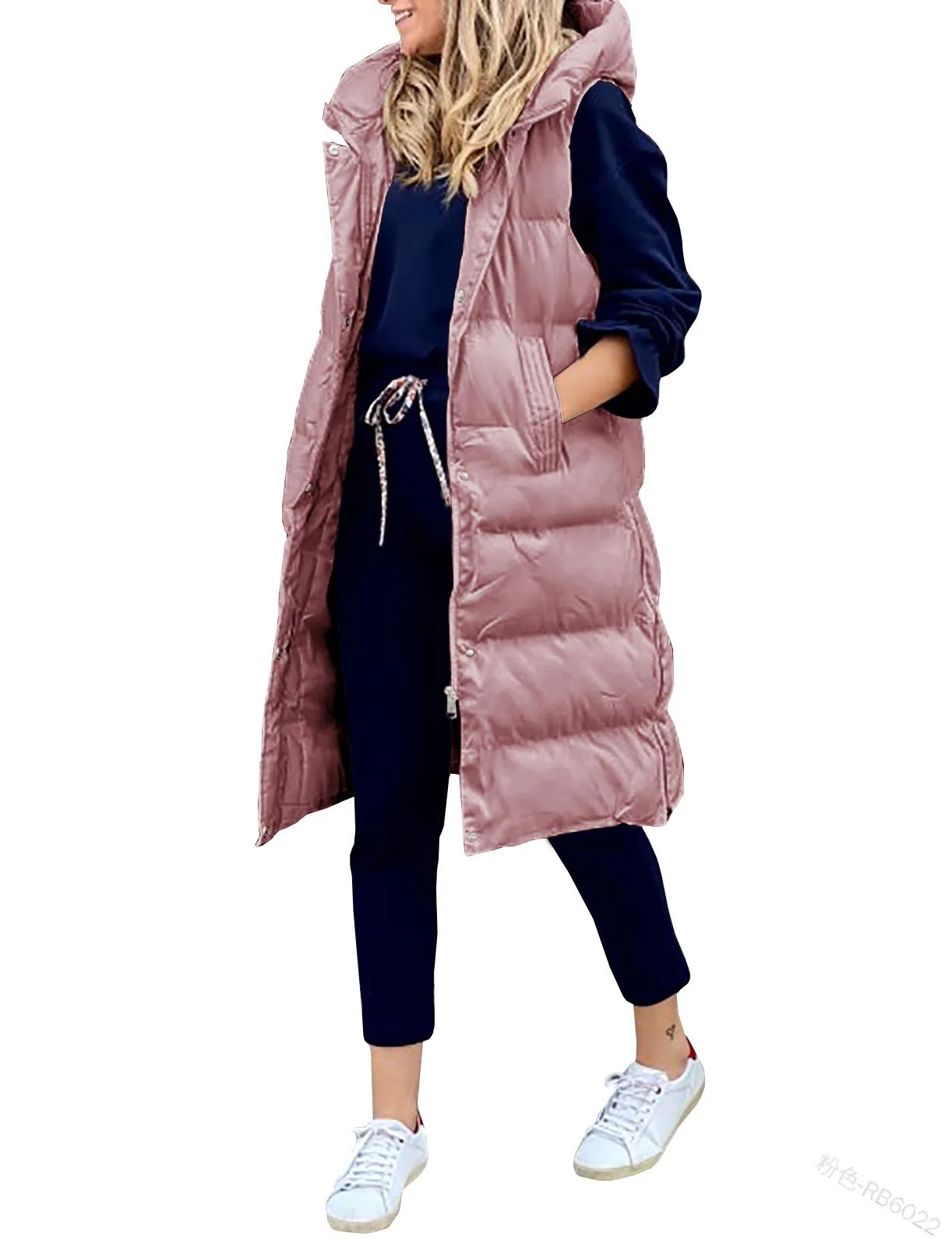 Longline Padded Puffer Gilet With Hood Body Warmer