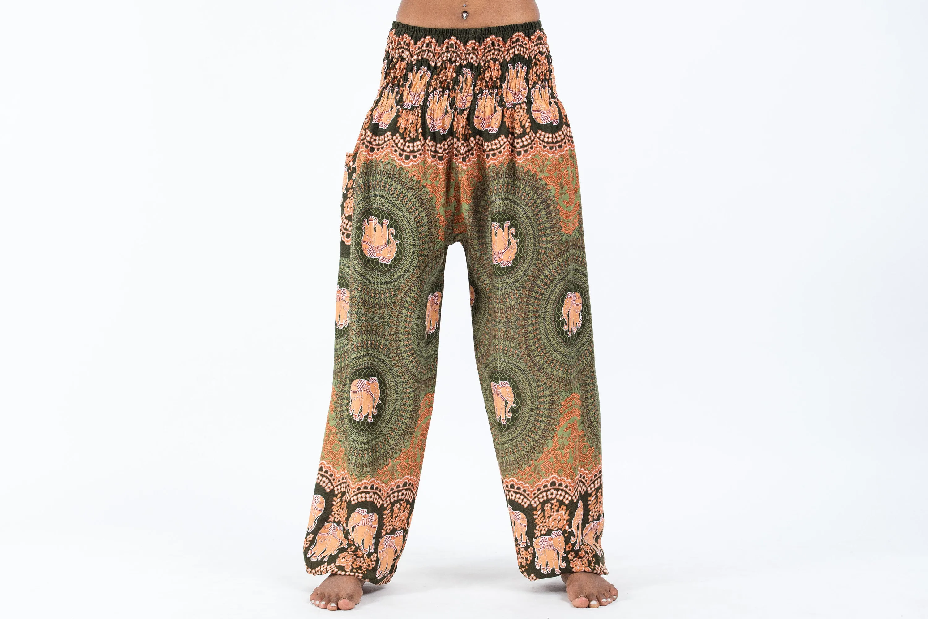 Mandala Elephant Women's Elephant Pants in Olive