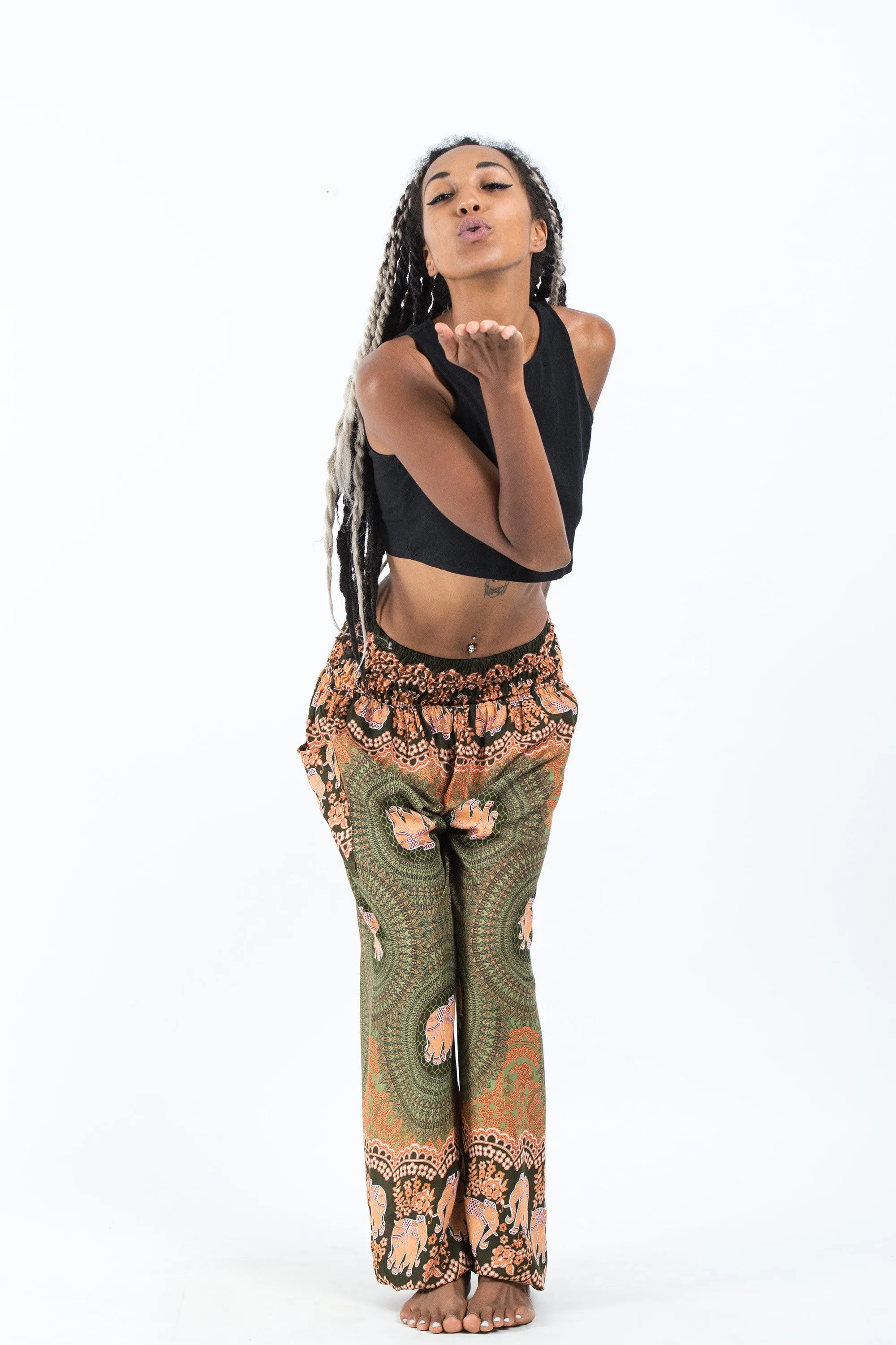 Mandala Elephant Women's Elephant Pants in Olive