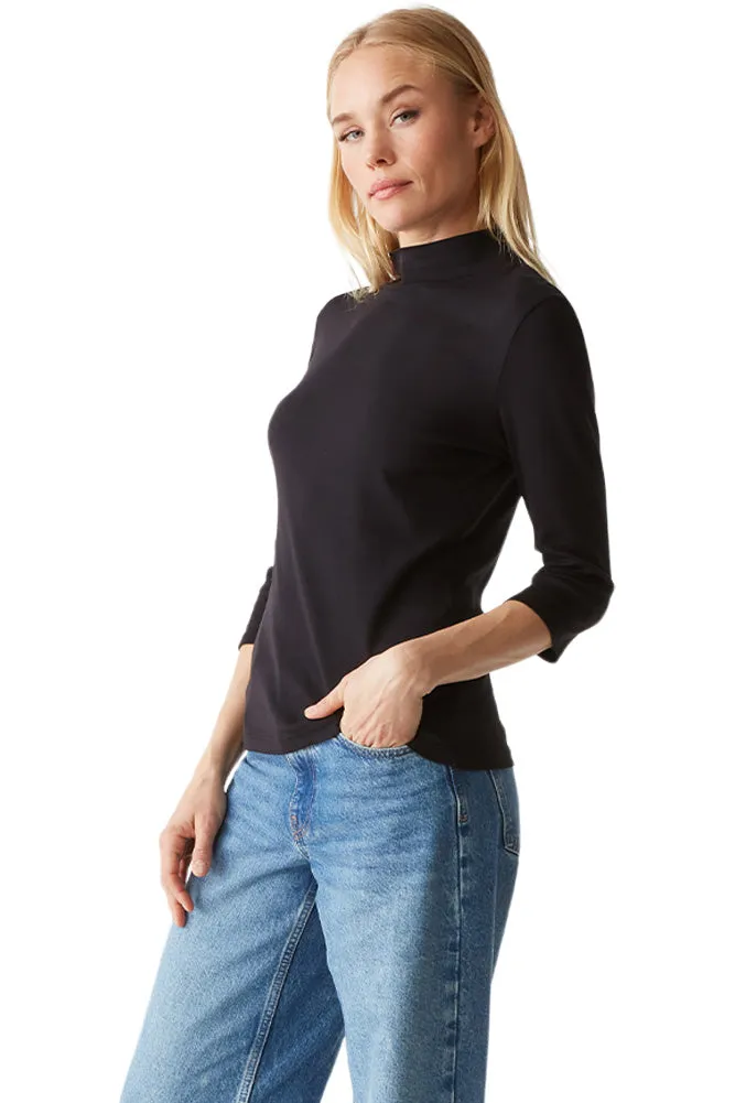 Michael Stars Nico Mock Neck Tee in Black