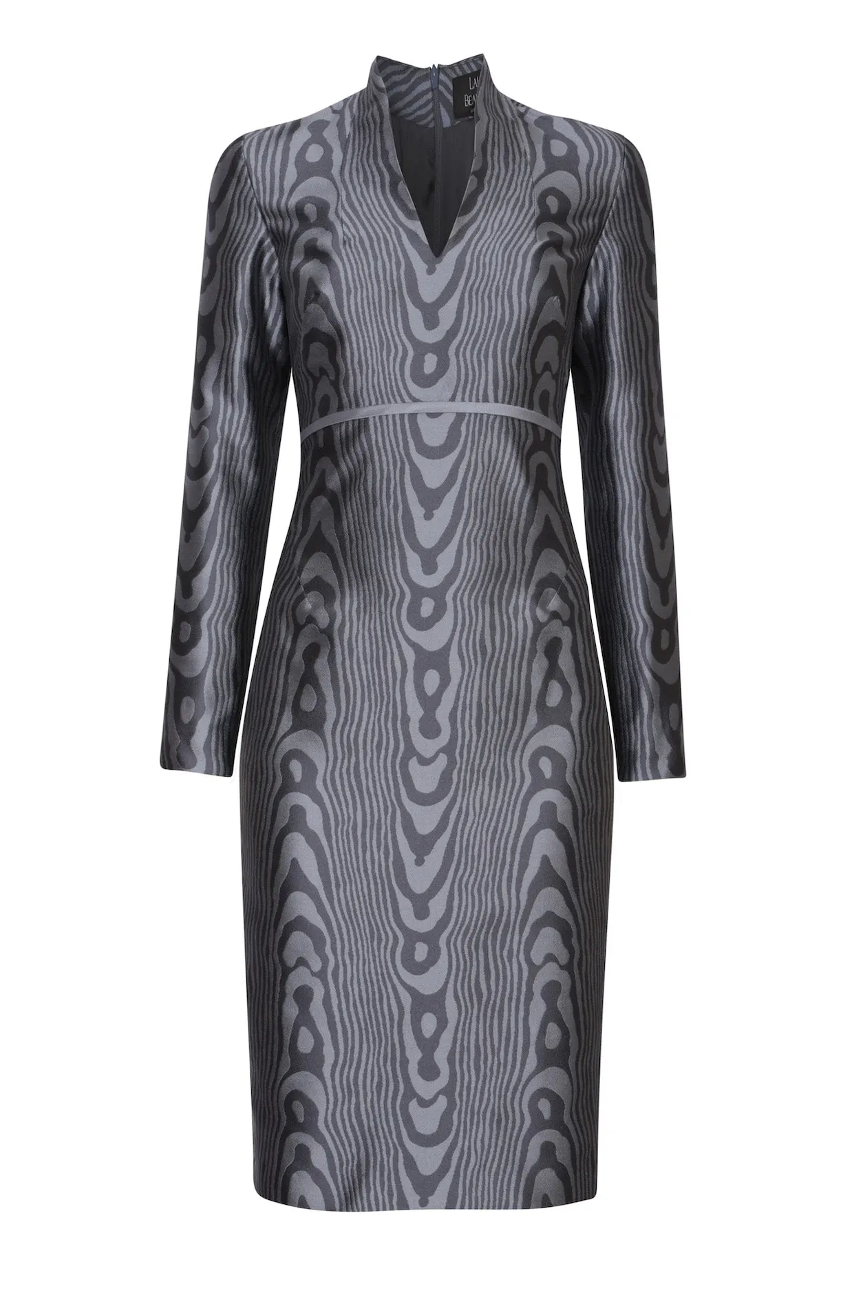 Moiré Silk Sateen Dress in Ash/Graphite - Emma