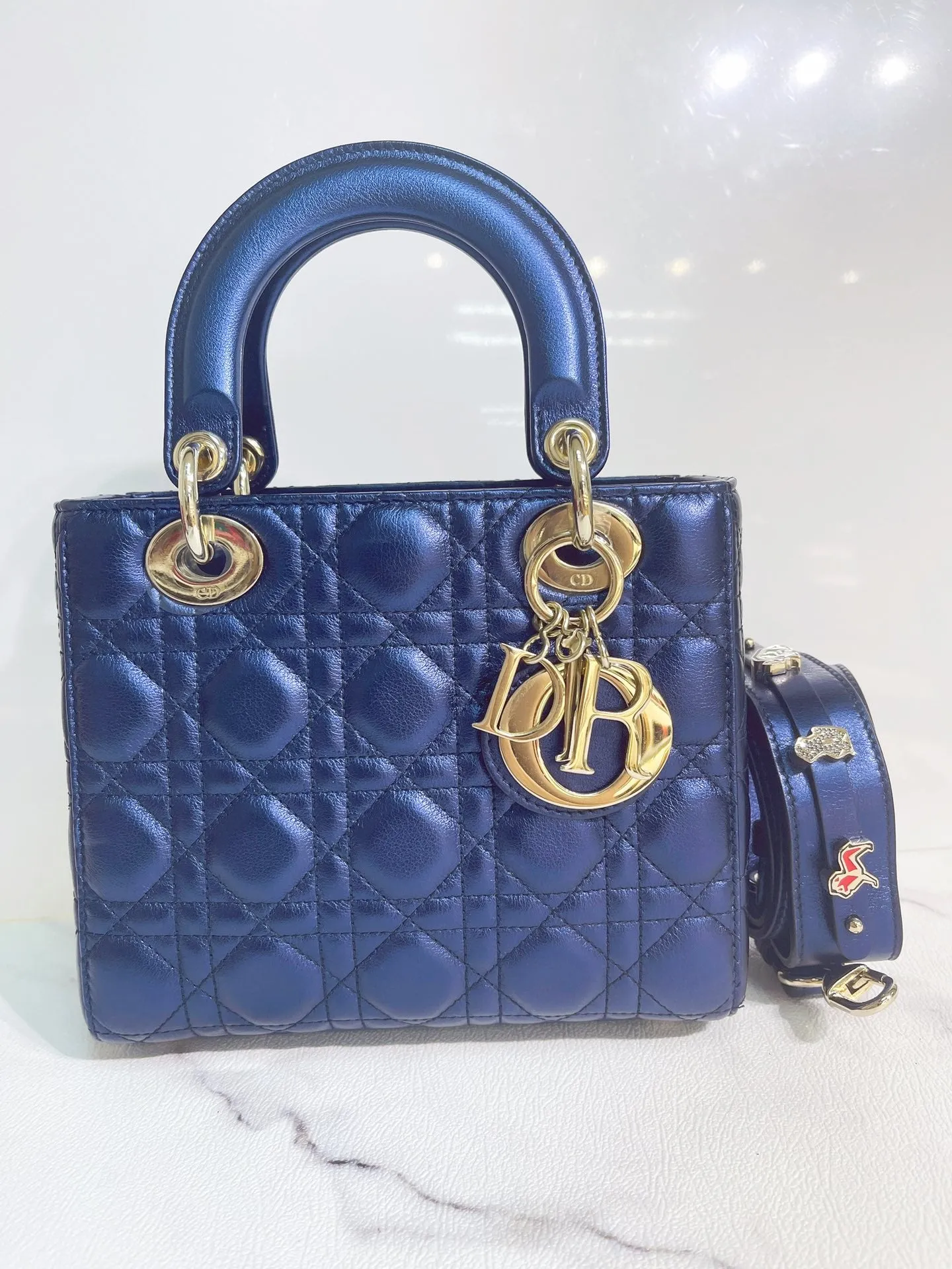 My Lady Dior Small Bag Blue Calfskin