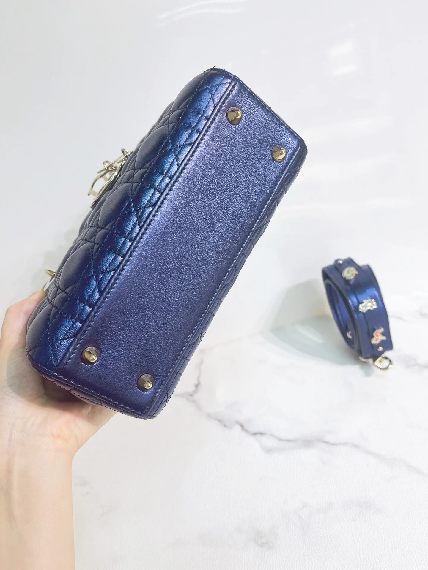 My Lady Dior Small Bag Blue Calfskin