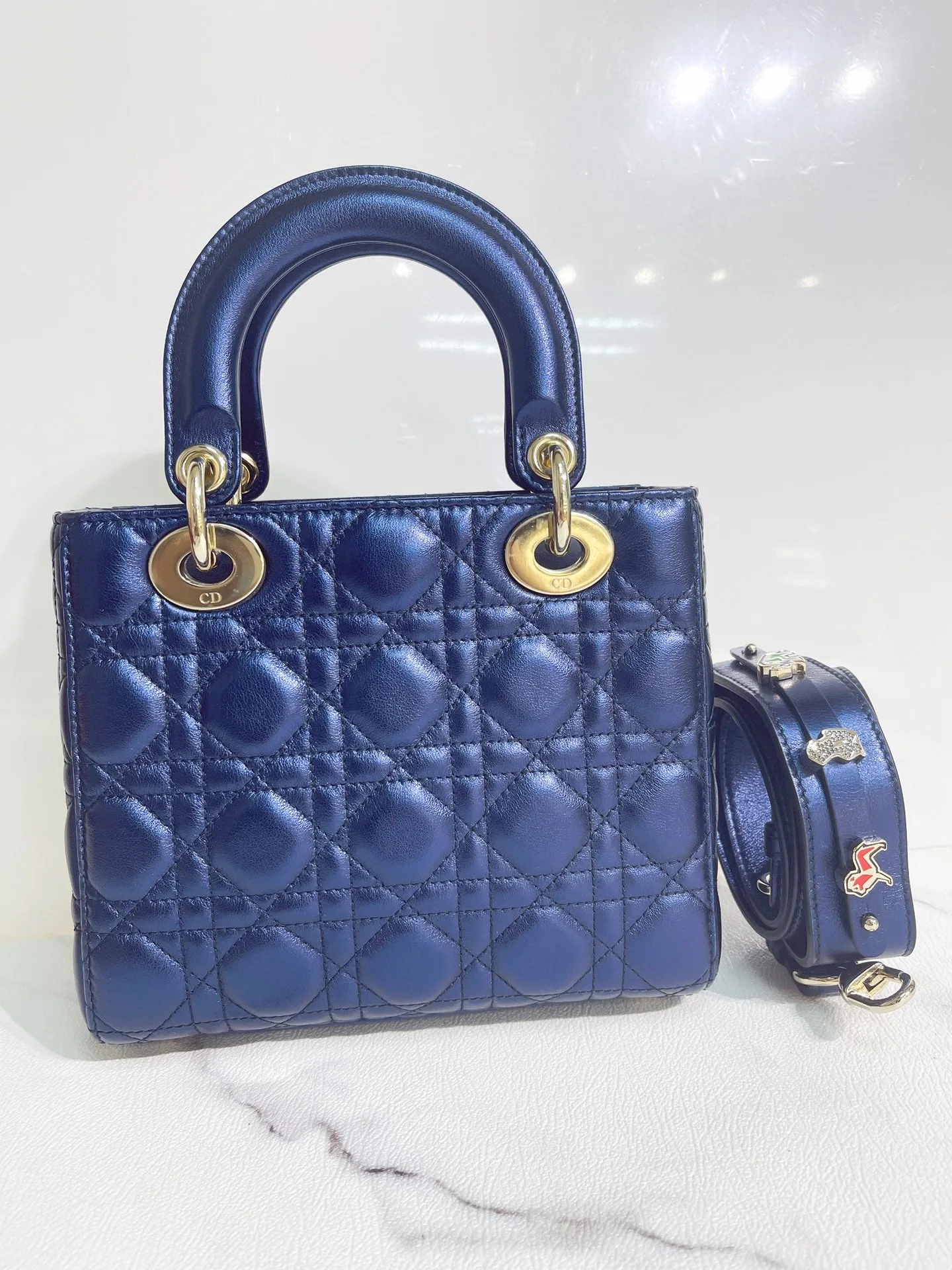 My Lady Dior Small Bag Blue Calfskin