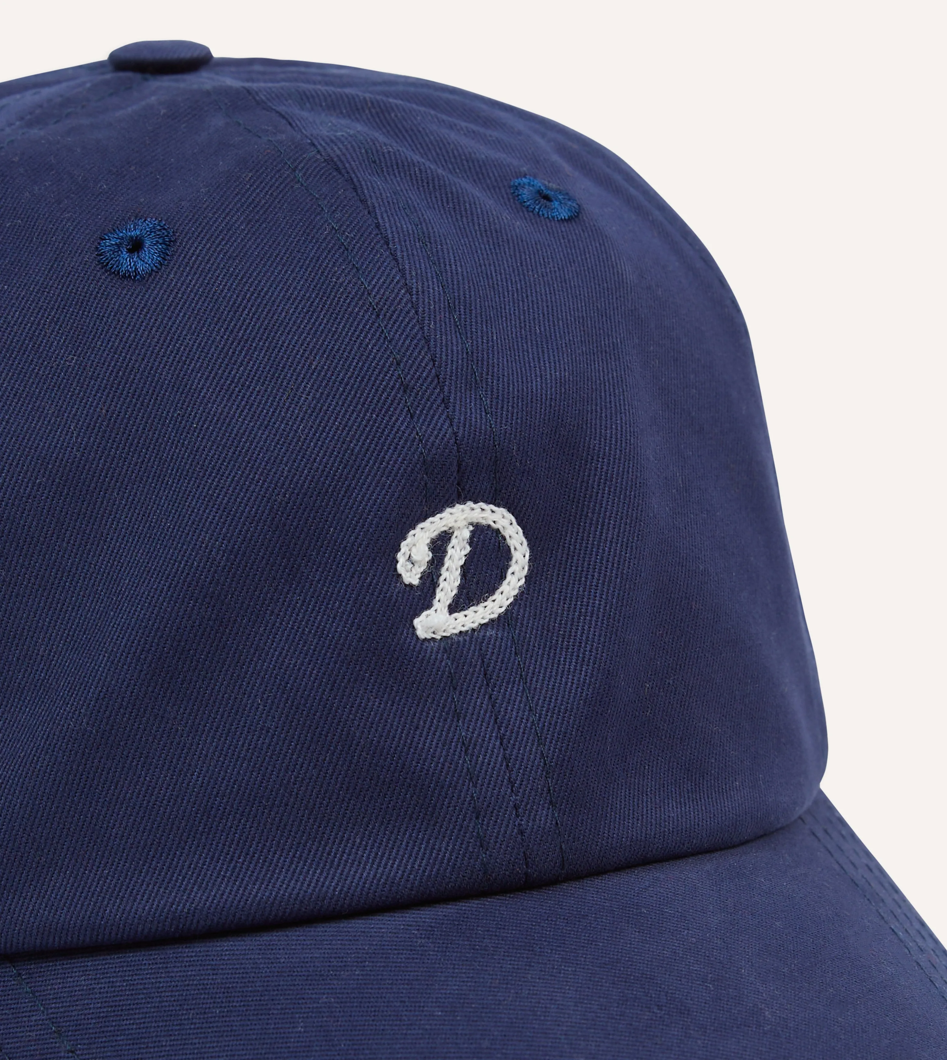 Navy Chainstitch 'D' Cotton Twill Baseball Cap