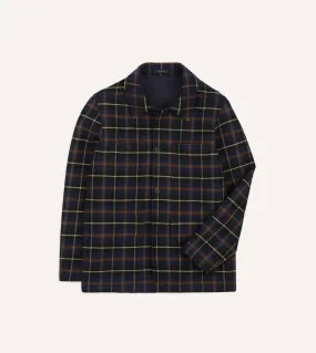 Navy Check Wool-Cotton Three-Pocket Chore Jacket