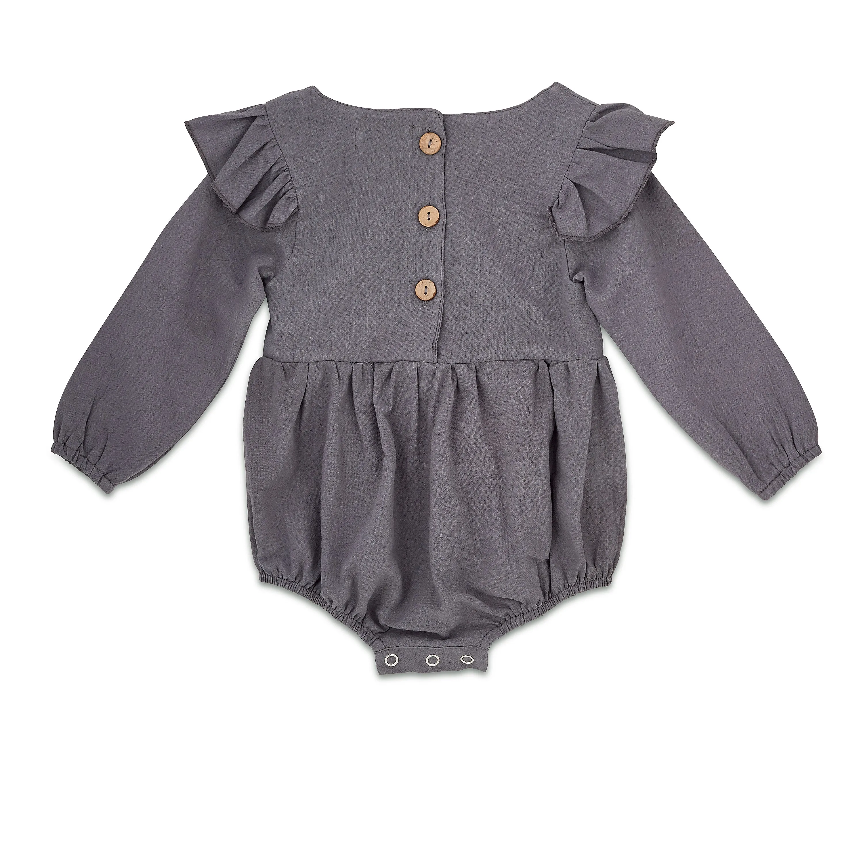 Navy Linen Flutter Sleeve Romper