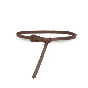 OLIVIA - Women's Latte Brown Genuine Leather Knot Waist Belt