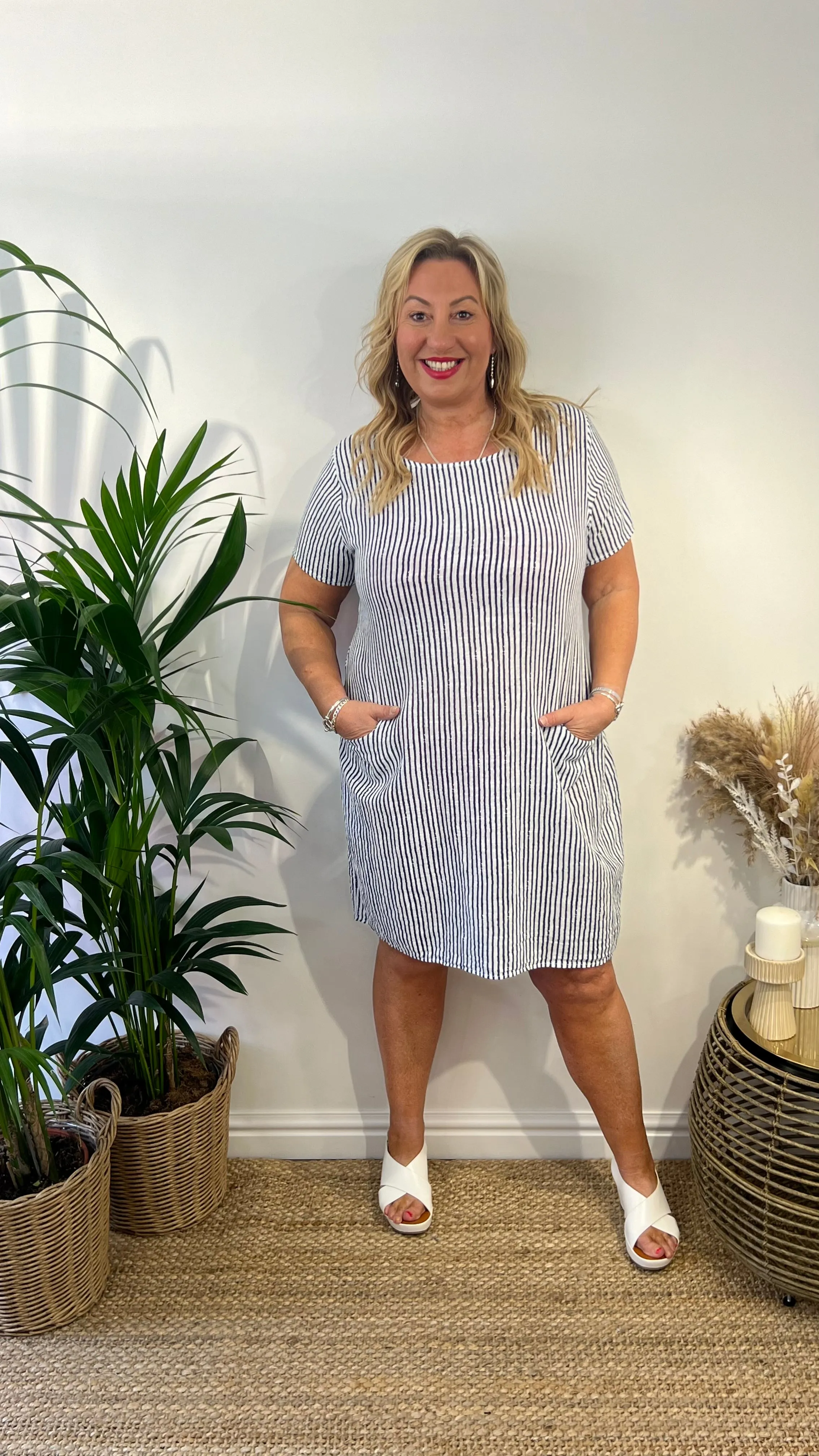 PATTY Pinstripe Pocketed Dress