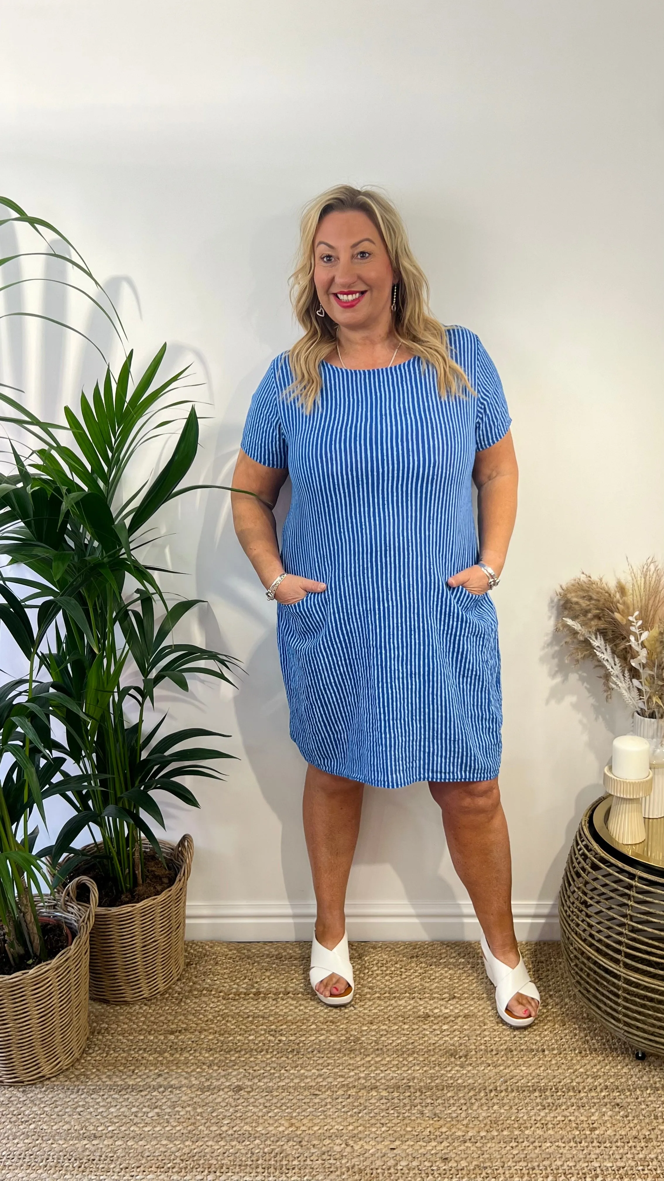 PATTY Pinstripe Pocketed Dress