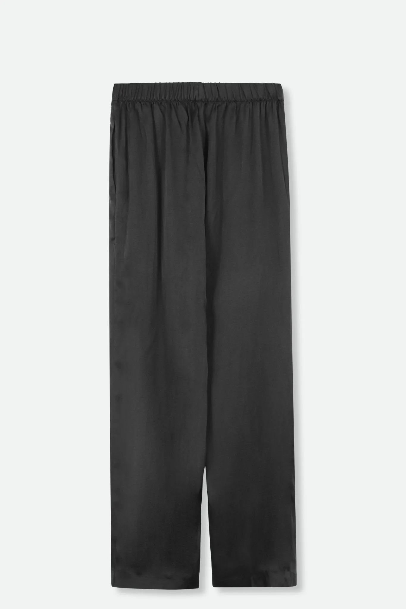 PAZ NARROW LEG PANT IN SILK CHARMEUSE IN BLACK