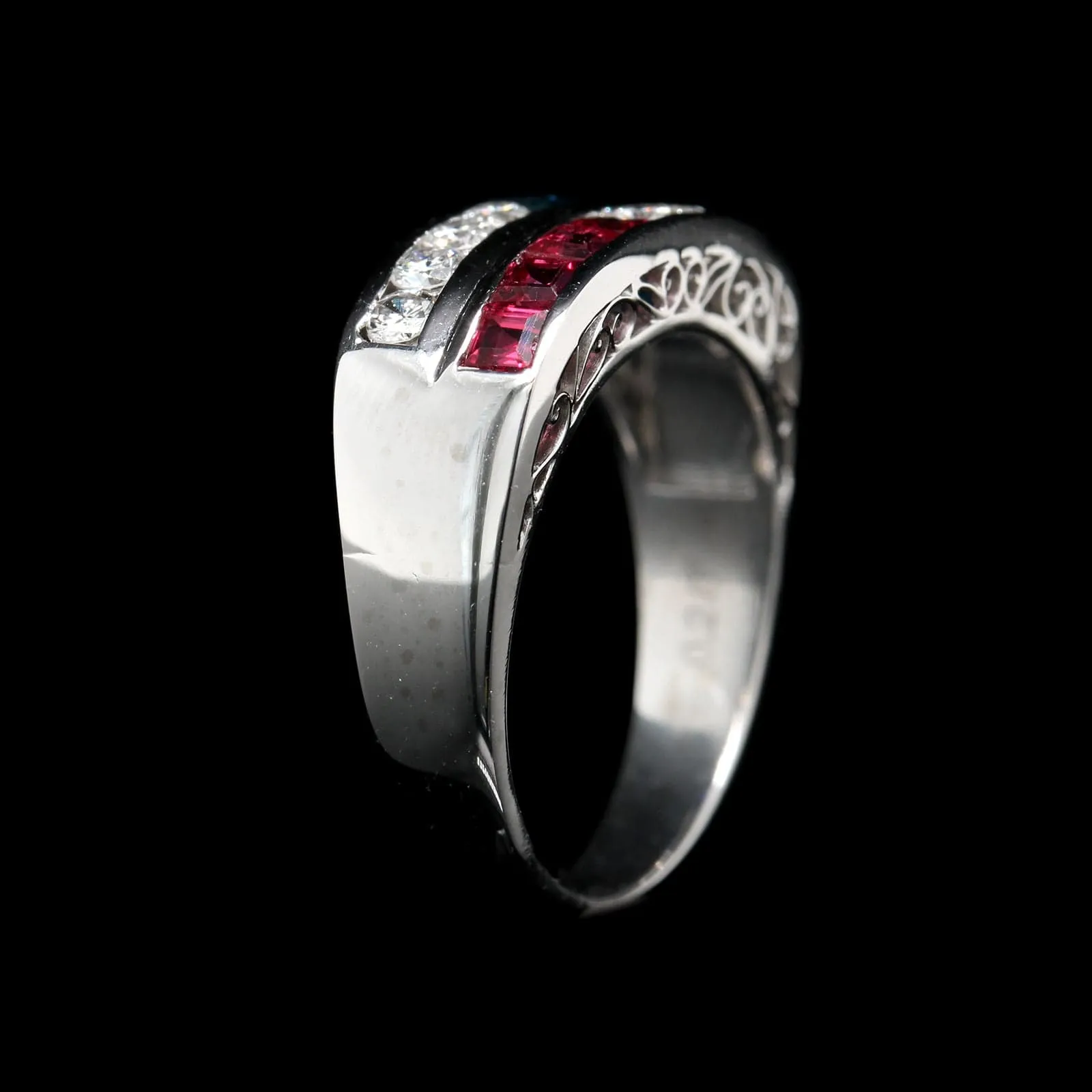 Platinum Estate Sapphire, Ruby and Diamond Ring