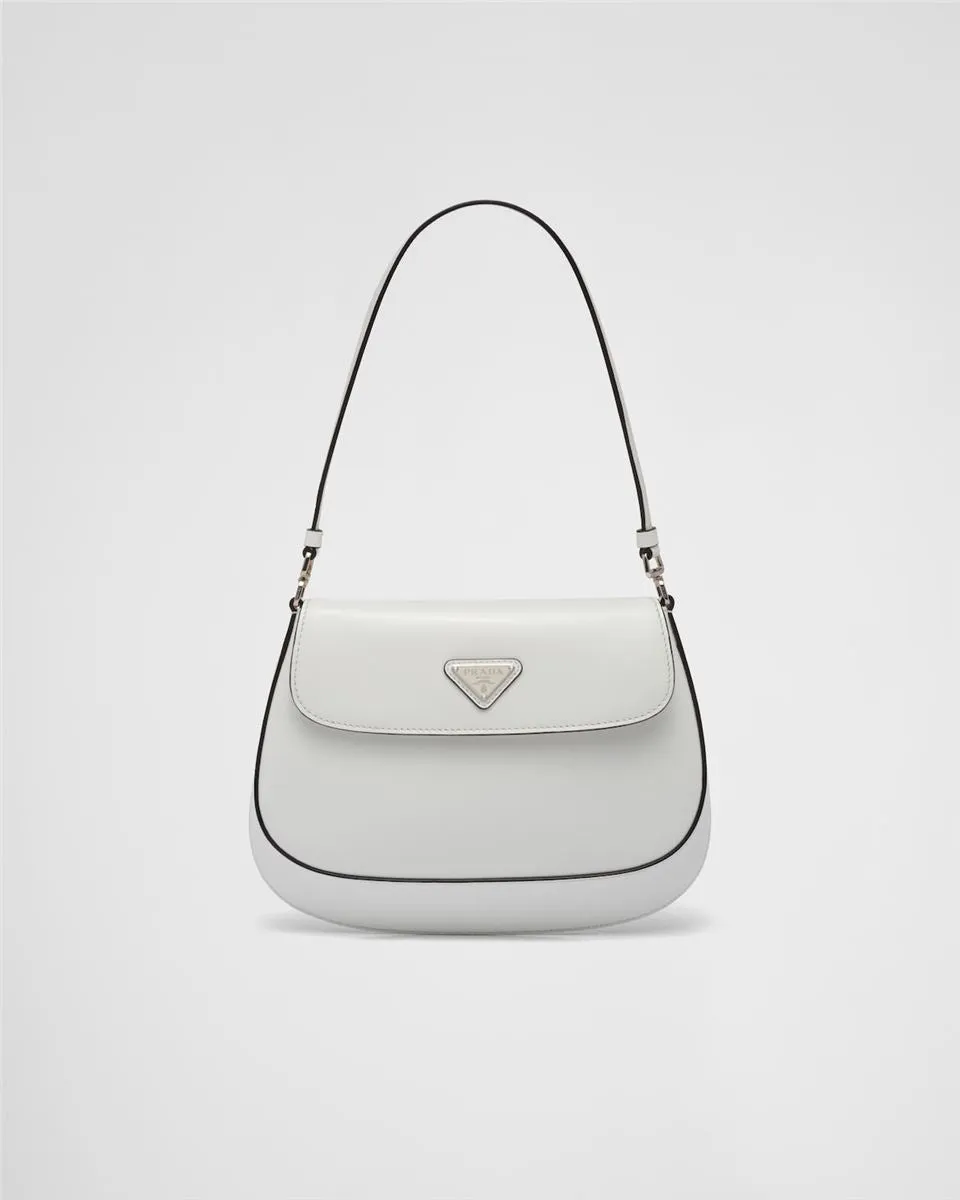 PRADA CLEO BRUSHED LEATHER SHOULDER BAG WITH FLAP