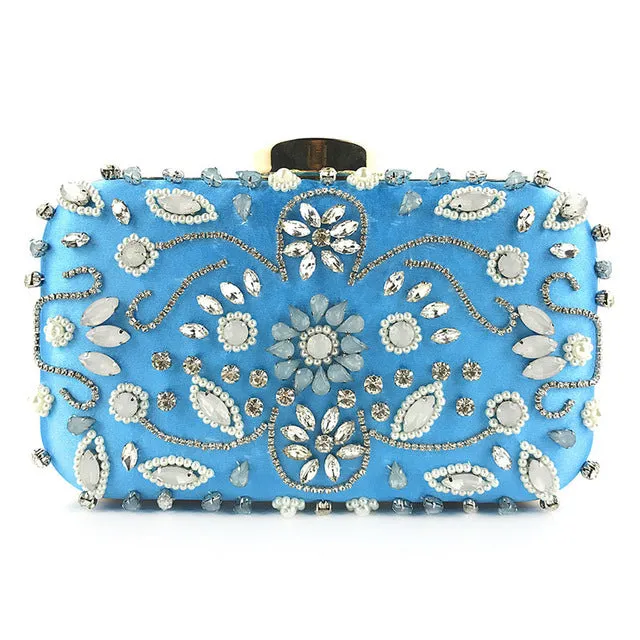 Rhinestone Pearls Beaded Clutch