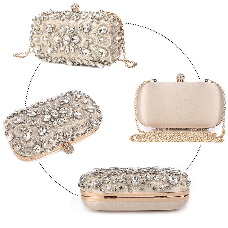 Rhinestone Pearls Beaded Clutch