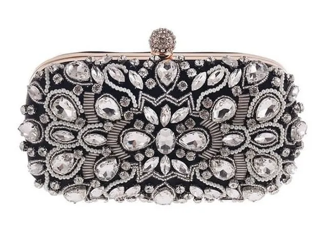 Rhinestone Pearls Beaded Clutch