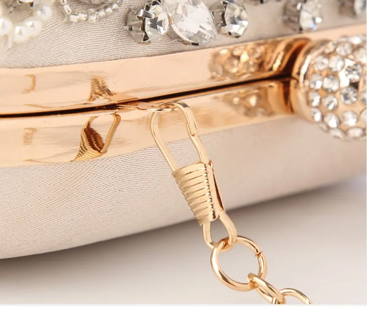 Rhinestone Pearls Beaded Clutch