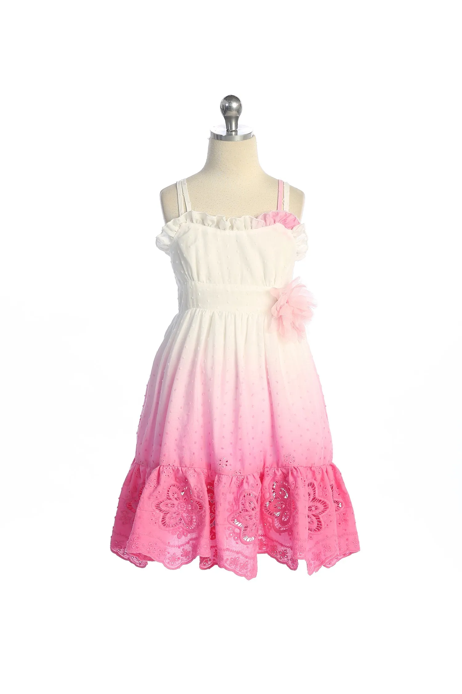 Ruffle Ombre Cotton Plus Size Girls Dress