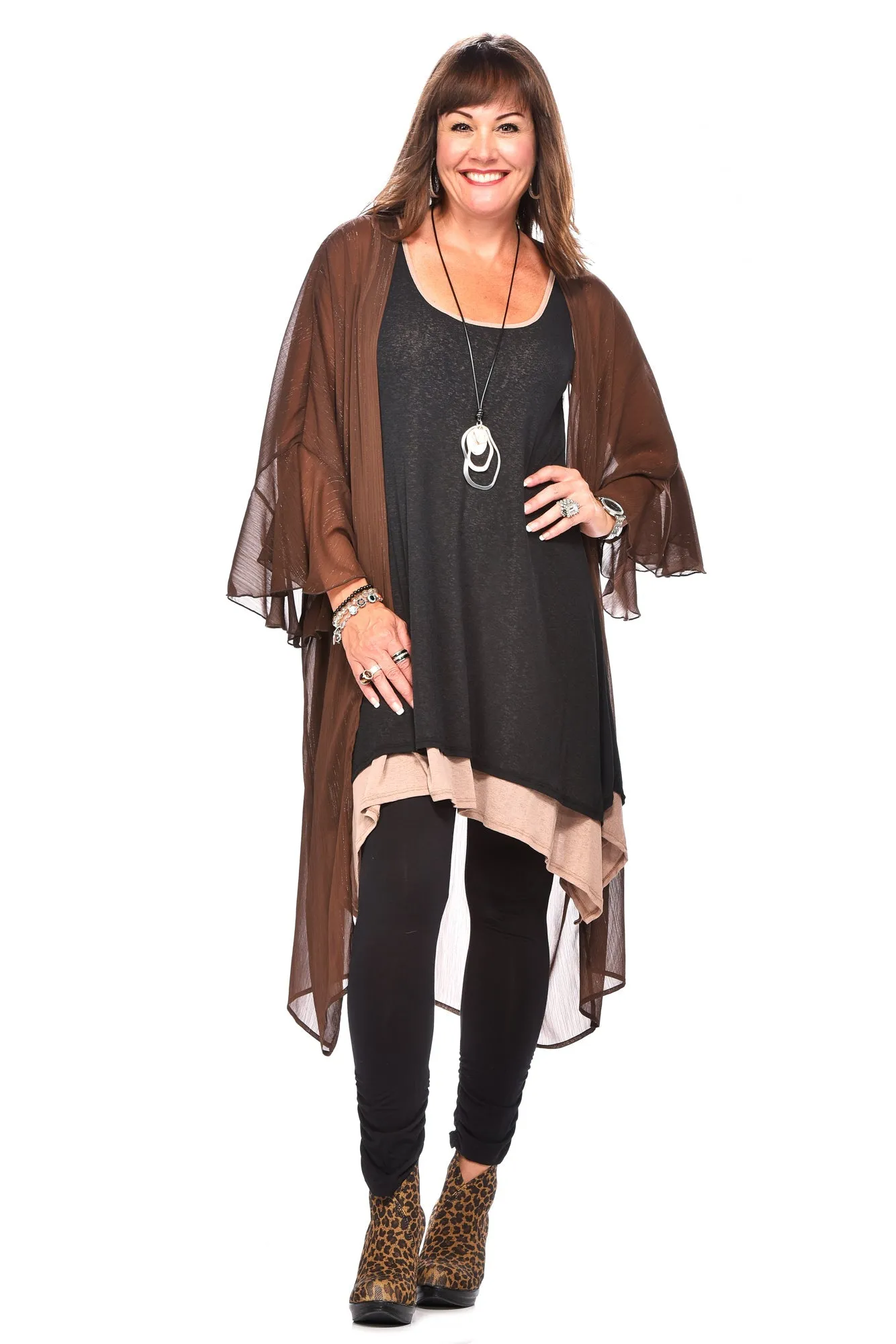 RUFFLED SLEEVE KIMONO