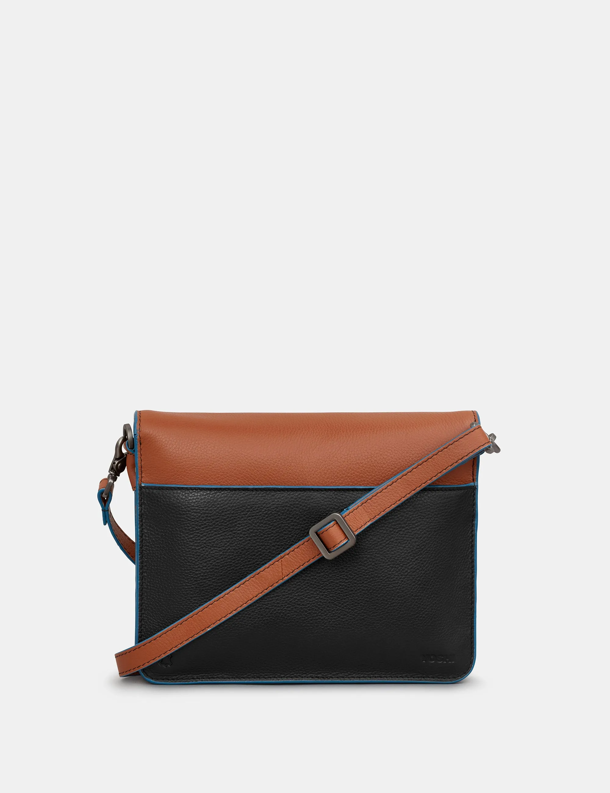 Rustic Colour Block Leather Flap Over Portland Cross Body Bag