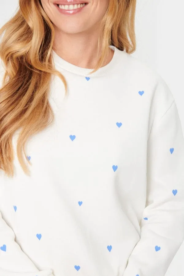 Saint Tropez Heart Cotton Blend Sweatshirt Blue White