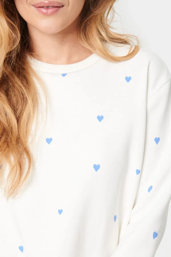 Saint Tropez Heart Cotton Blend Sweatshirt Blue White