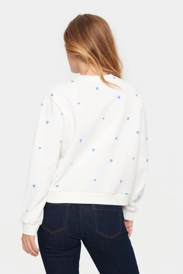 Saint Tropez Heart Cotton Blend Sweatshirt Blue White