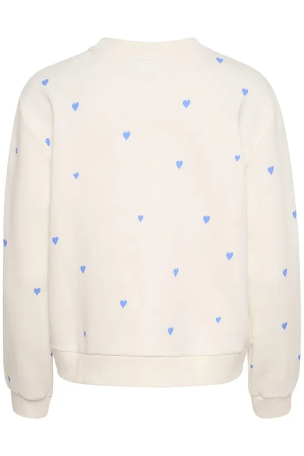 Saint Tropez Heart Cotton Blend Sweatshirt Blue White