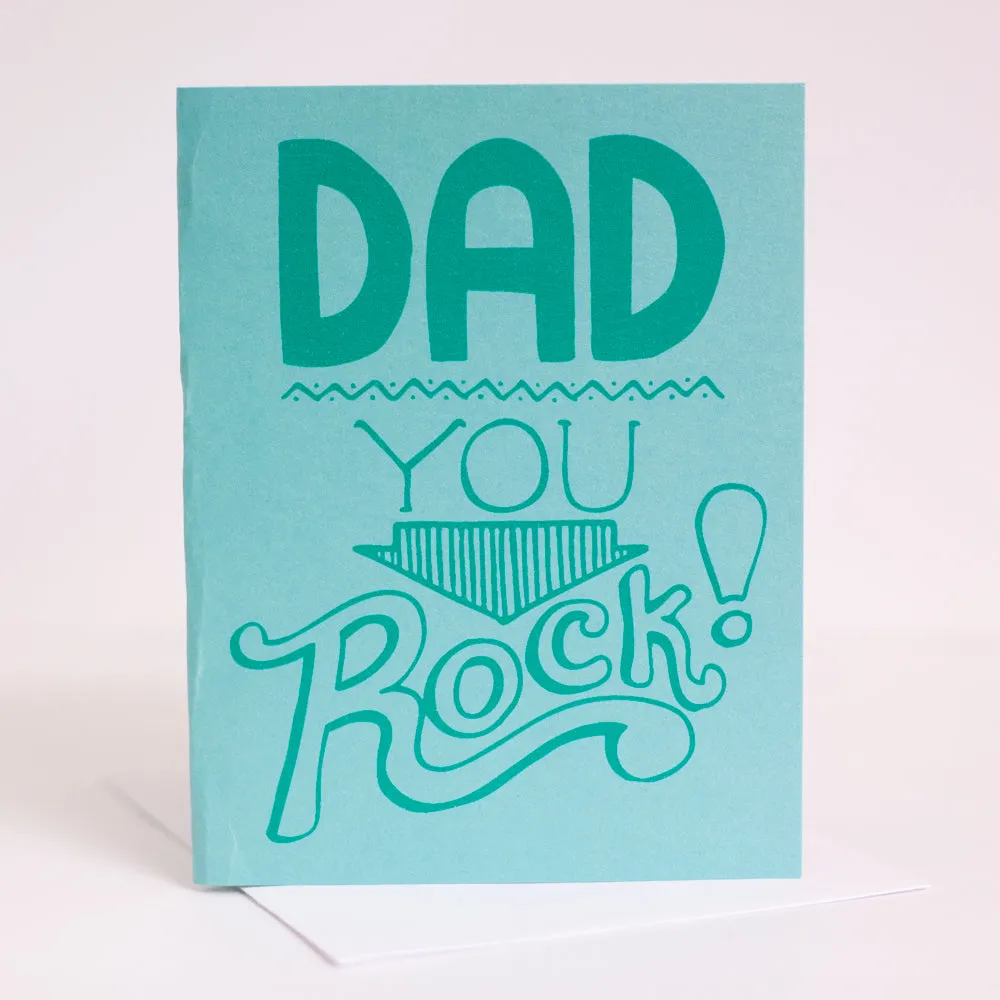 simple father's day card, dad you rock, greeting card for father's day, modern father's day card