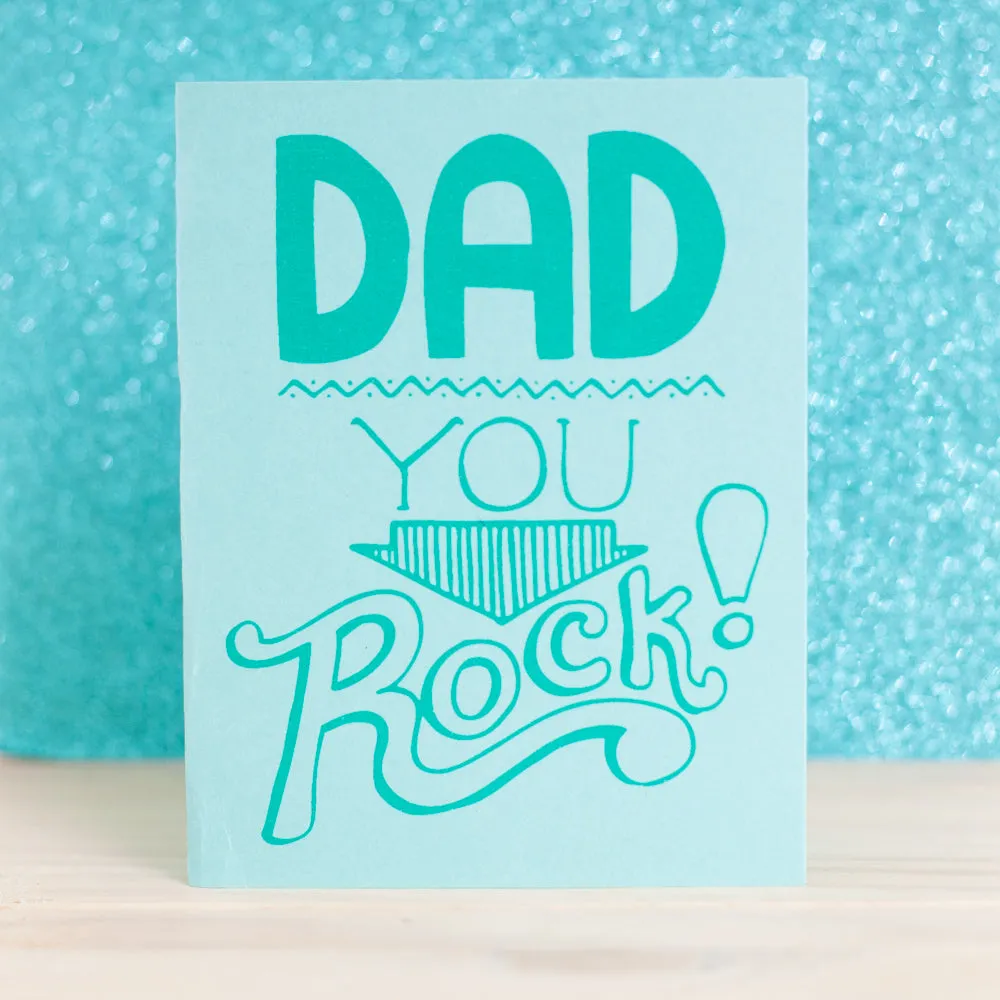 simple father's day card, dad you rock, greeting card for father's day, modern father's day card