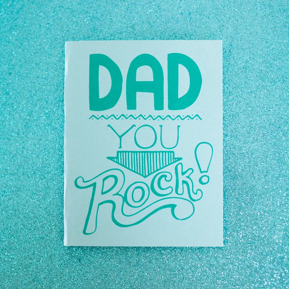 simple father's day card, dad you rock, greeting card for father's day, modern father's day card